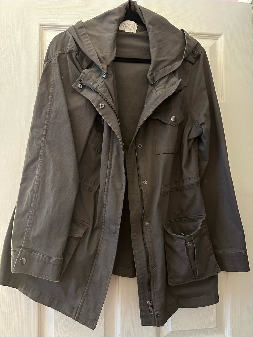 Market & Spruce Women's Hooded Utility Jacket - Charcoal Gray